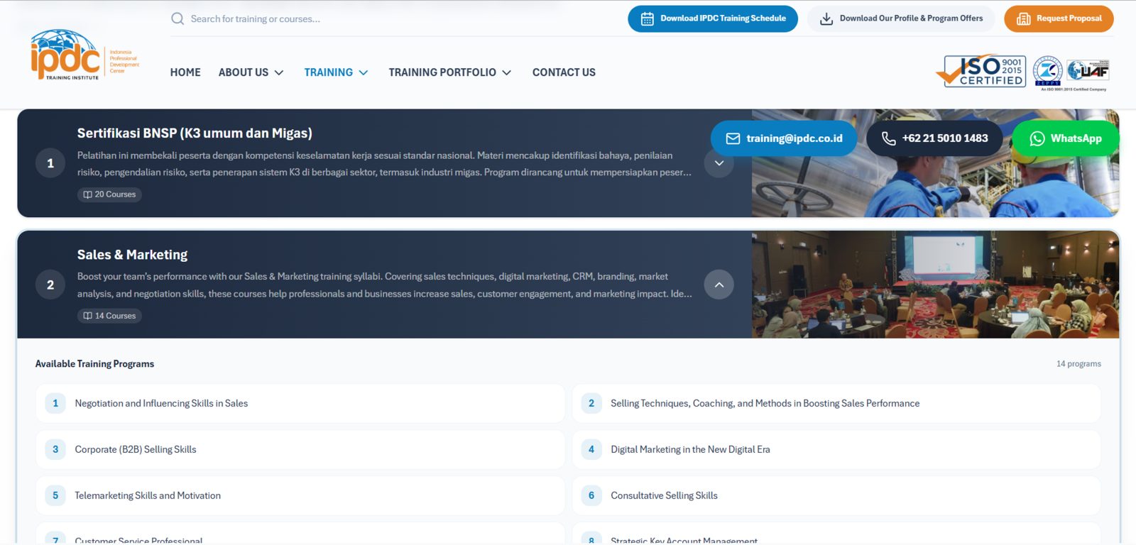 Tampilan Company Profile IPDC Training Institute 2