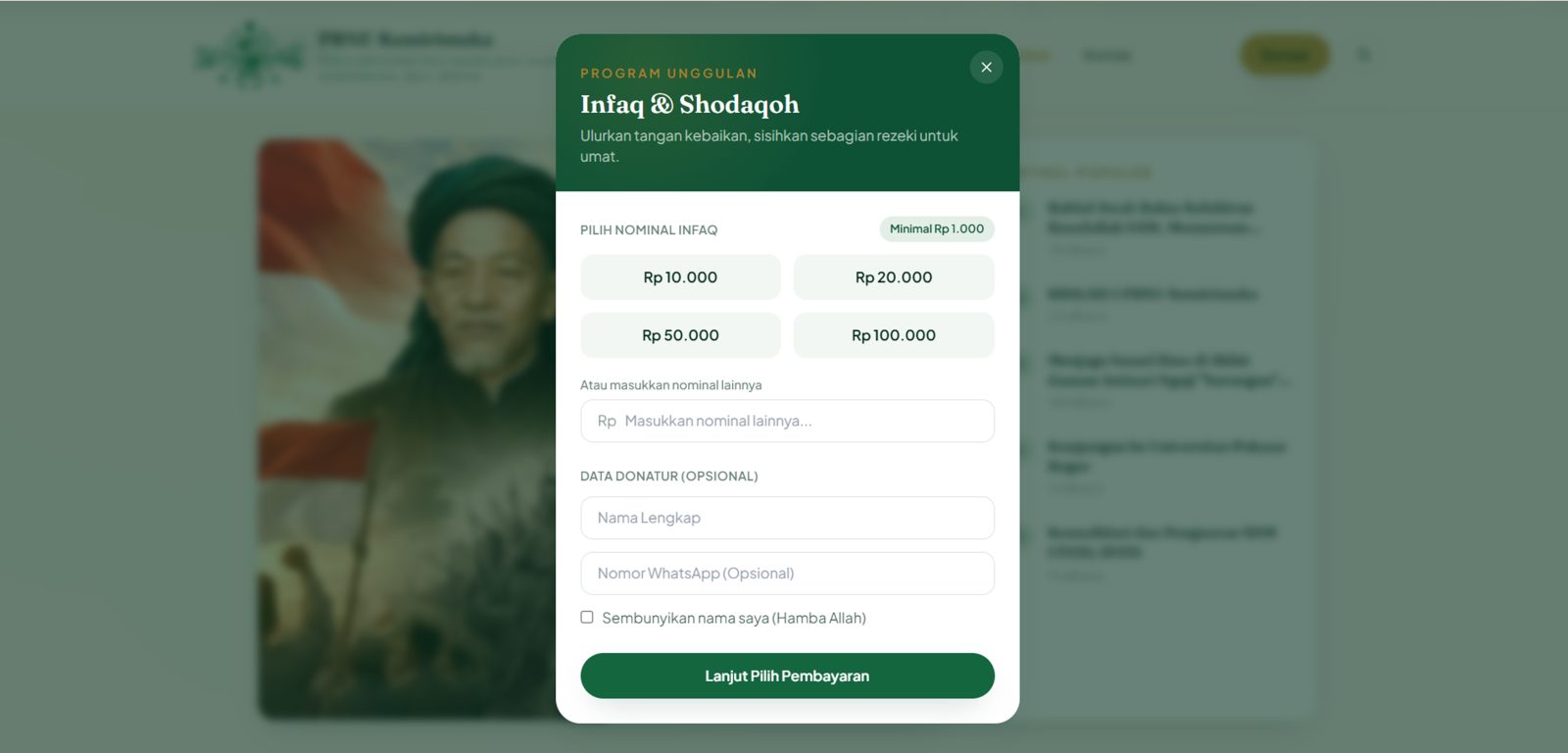 Tampilan Profile dan Donasi Payment Gateway 4