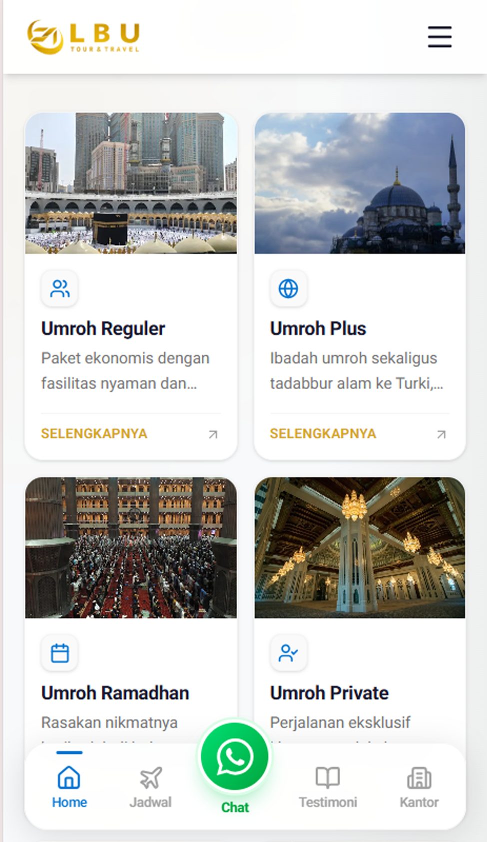 Tampilan Website LBU Tour & Travel 4